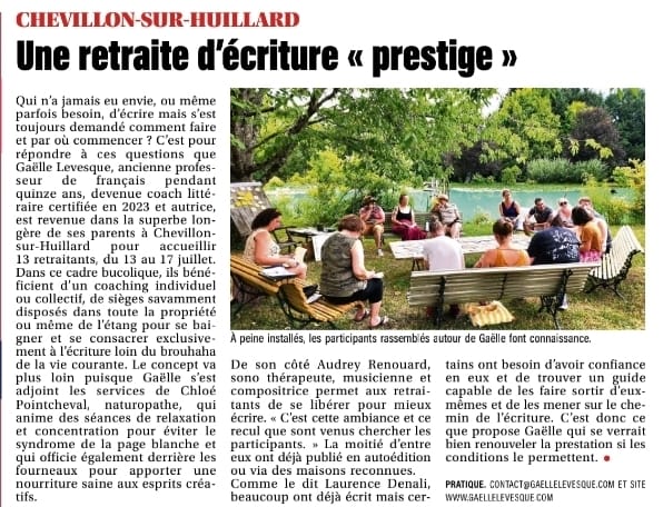 Article de presse retraite écriture bien-être